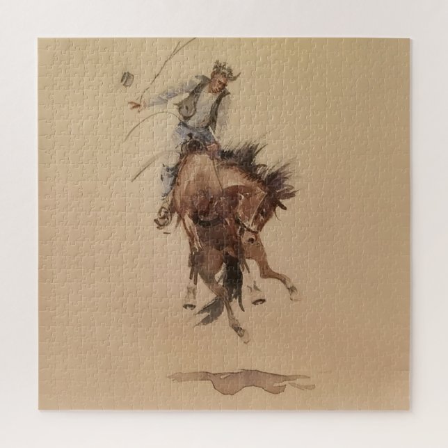 Handhüllen einer Bronc von Edward Borein Puzzle (Vertikal)