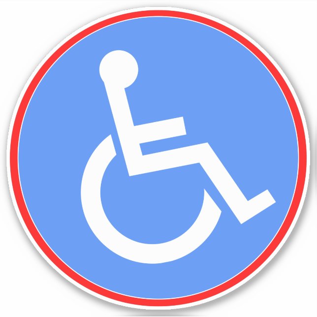 Handicap Rollstuhl Symbol - Blau Mit Behinderung Aufkleber (Vorderseite)