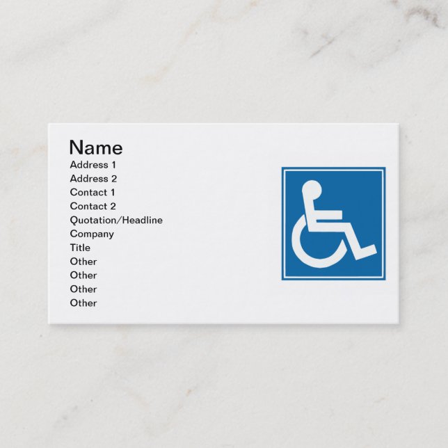 Handicap Sign Business Card Visitenkarte (Vorderseite)