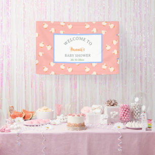 Handillustrierte Baby-Enten Rosa Baby Shower Party Banner