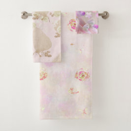 Handillustrierte Blumen Druck Wasch Badetuch S Badhandtuch Set