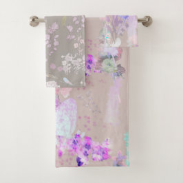 Handillustrierte Blumen Druck Waschen Badetuch S Badhandtuch Set
