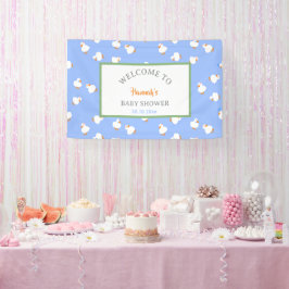 Handillustrierte Enten in Blau Baby Shower Party Banner