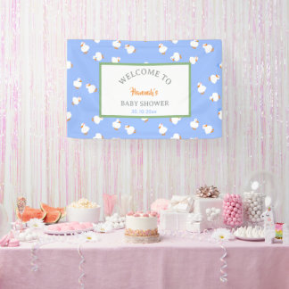 Handillustrierte Enten in Blau Baby Shower Party Banner