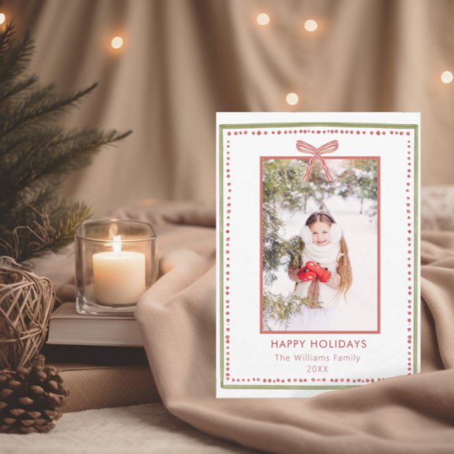 Handillustrierte Foto-Weihnachtskarte mit Schleife Einladung (Von Creator hochgeladen)