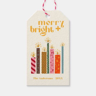 Handillustrierte Merry + Bright Weihnachts-Kissen Geschenkanhänger