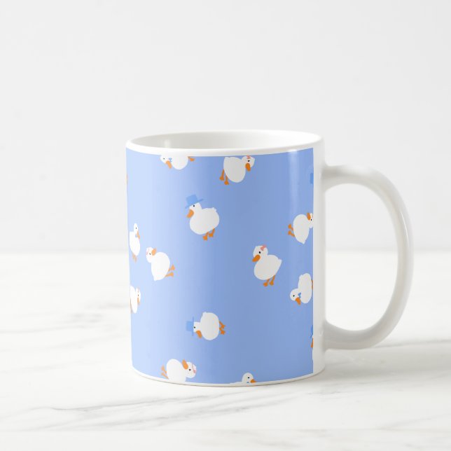 Handillustrierte niedliche Enten blaue Kaffeetasse (Rechts)