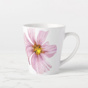 Handillustrierte rosa Blume Milchtasse