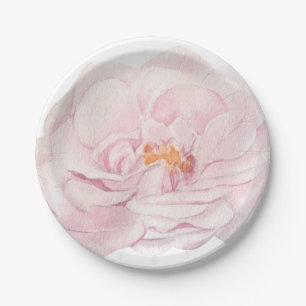 Handillustrierte rosa Pfingstrose Pappteller
