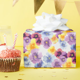 HandIllustrierte Wildblumen mit Pansy farbenfroh, Geschenkpapier