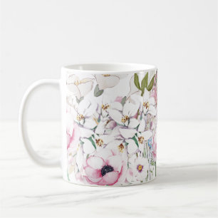 Handillustrierter Blumenprint Kaffeetasse