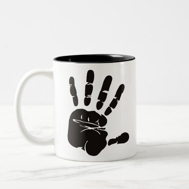 Handimpression schwarz zweifarbige tasse (Links)