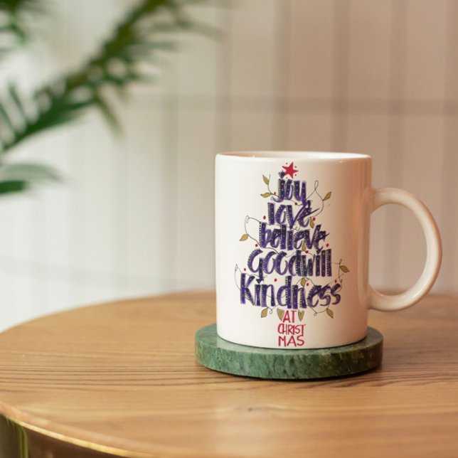 Handkalligraphie Weihnachtsbaum Kaffeetasse (Von Creator hochgeladen)