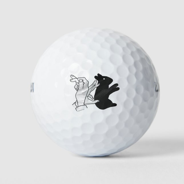 Handkaninchen Silhouette Golfball (Vorderseite)