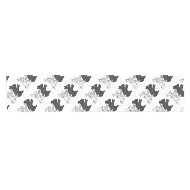 Handkaninchen Silhouette Kurzer Tischläufer (Horizontal)