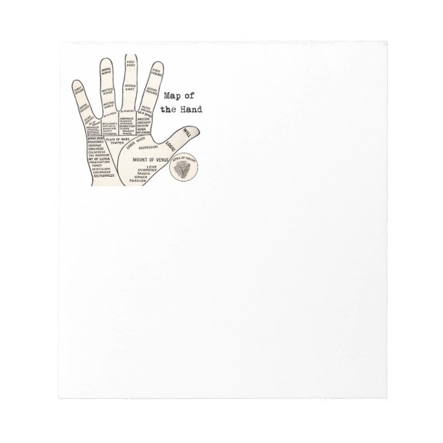 Handkarte Palm Reading Notizblock (Vorderseite)