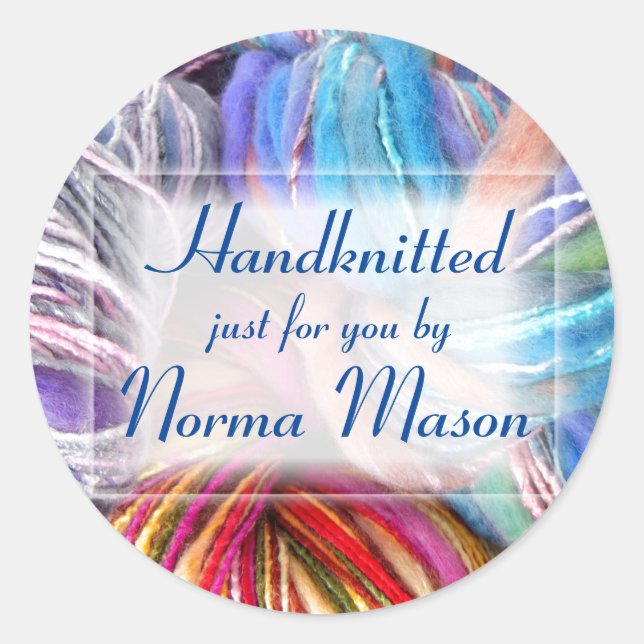 Handknit Runder Aufkleber (Vorderseite)