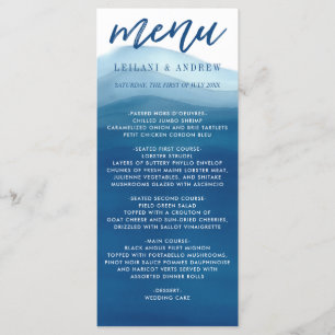 HandLassend machen wir Blue Ombre Wasserfarbe Wave Menükarte