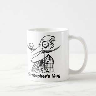 Handle-Bar Mustache und Bell. Name hinzufügen. Fun Kaffeetasse