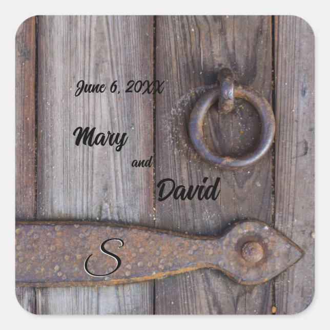 Handle für Hochzeitskleber auf der Kellertüre Quadratischer Aufkleber (Vorderseite)