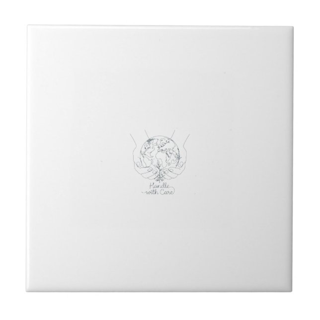 "Handle With Care" Minimalist Earth Ceramic Tile Fliese (Vorderseite)