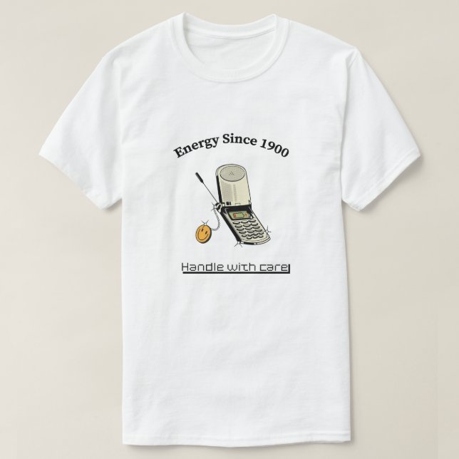 'Handle With Care' Vintage Energie T-Shirt (Design vorne)