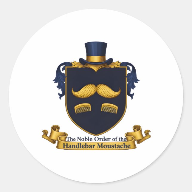 Handlebar Moustache Gentleman's Round Sticker (Vorderseite)