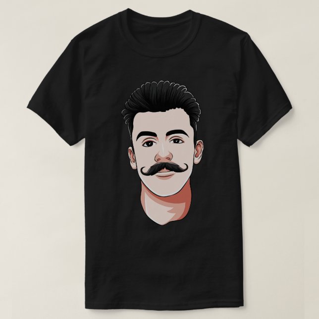 Handlebar Mustache Man Hipster Gesichtshaar T-Shirt (Design vorne)
