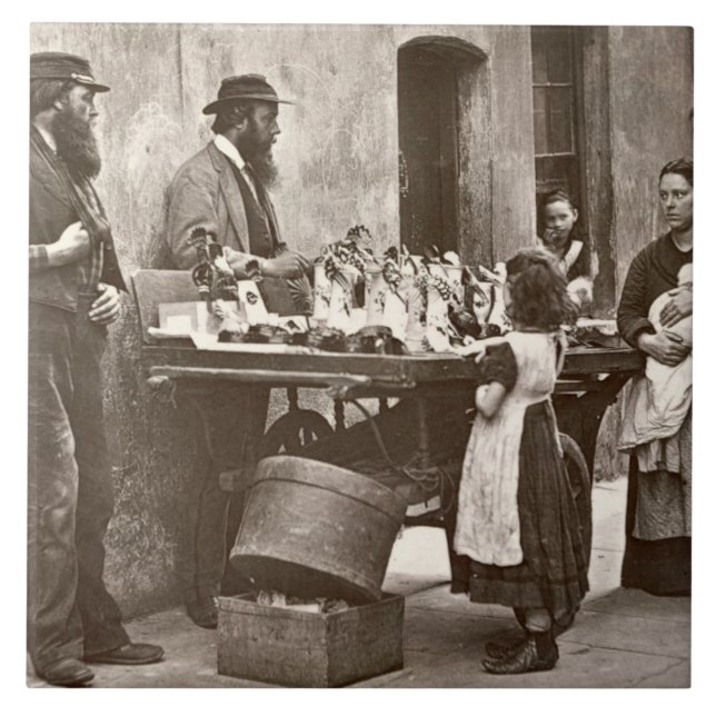 Händler in extravaganten Waren, 1876-77 Fliese (Vorderseite)