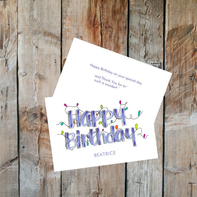 Händlerbriefe Blauer individueller Glückwunsch zum Karte (Dusty Blue Happy Birthday Lettering Folded Card)