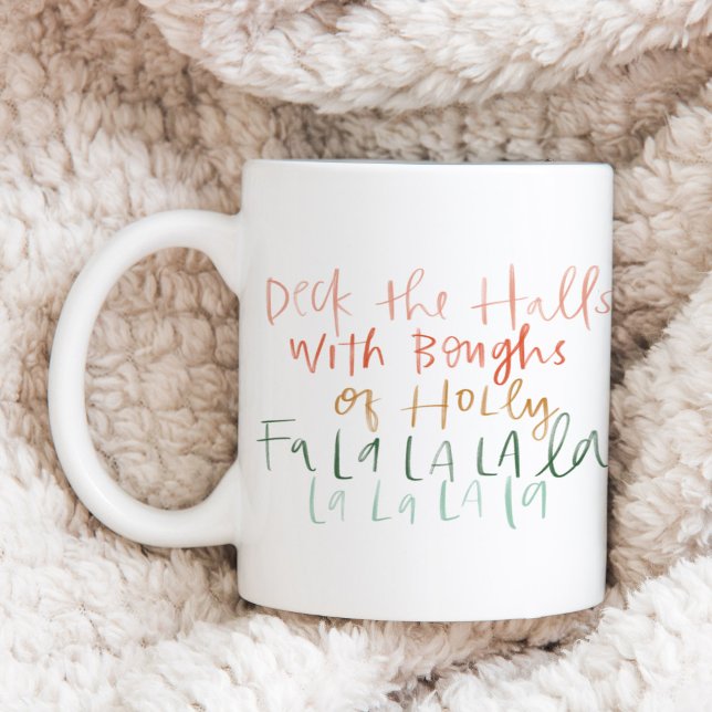 Händlerdecke der Hallen Carol Kaffeetasse (Hand-Lettered Deck the Halls Carol Coffee Mug)