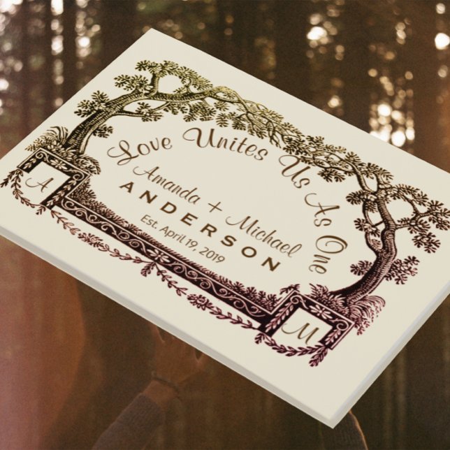 Händlerhochzeit Personalisierter Rustikaler Bäume Gästebuch (Von Creator hochgeladen)