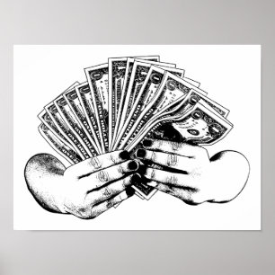 Händlerinnen mit Dollarnoten in bar Kunst Poster