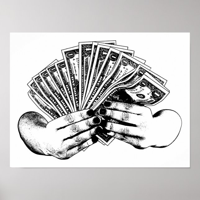 Händlerinnen mit Dollarnoten in bar Kunst Poster (Vorne)