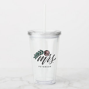 Handlettered Frau Your Name Acryltrinkbecher