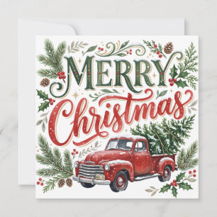 Handlettering Weihnachten roter LKW Foto Karte