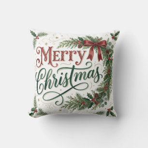 Handlettering-Weihnachtskranz Kissen