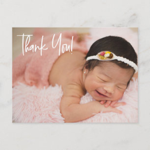 Handletteringbaby Girl Dusche Foto vielen Dank Postkarte