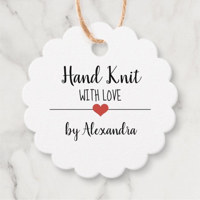 Handlicher Strick mit Liebe Geschenkanhänger (Vorderseite)