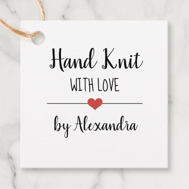 Handlicher Strick mit Liebe-Kraftsatz Geschenkanhänger (Vorderseite)