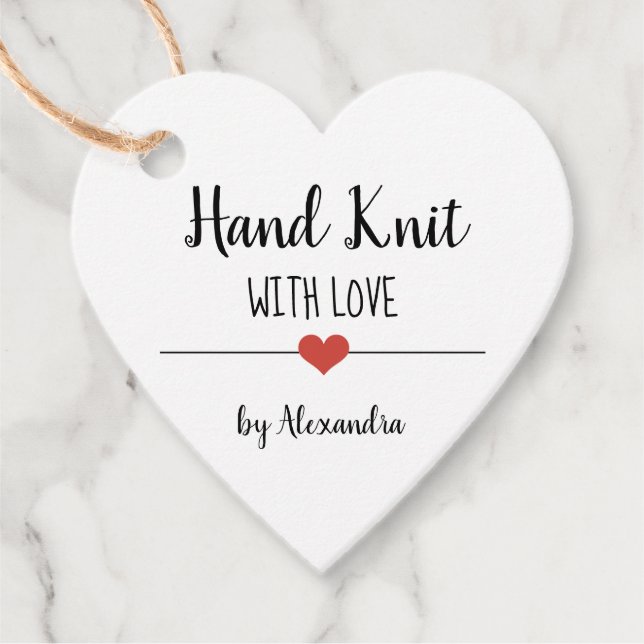 Handlicher Strick mit Liebe-weiße Skriptbezeichnun Geschenkanhänger (Vorderseite)