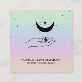 *~* Handluna Moon Magic Boho Rainbow Quadratische Visitenkarte