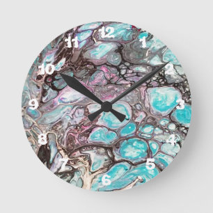 Handmade abstract painting - Kook Art - Wall Clock Runde Wanduhr