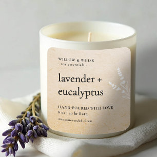 Handmade Arts Candle Produkt Verpackung botanisch Quadratischer Aufkleber