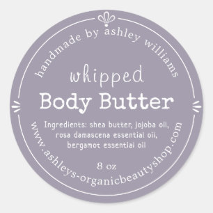 Handmade Bio Body Butter Label Lavendel Mist Runder Aufkleber