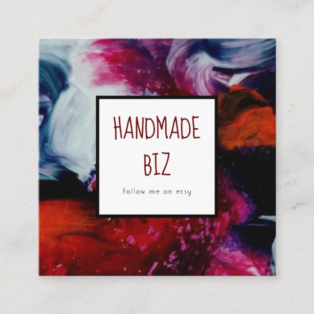 Handmade Biz Square Business Card Quadratische Visitenkarte (Vorderseite)