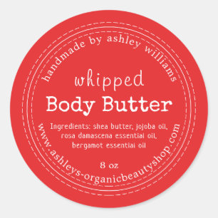 Handmade Body Butter Bio Business Bright Red Runder Aufkleber