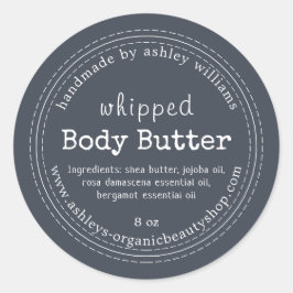 Handmade Body Butter Bio Business Dunkelblau Runder Aufkleber