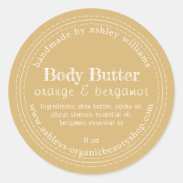 Handmade Body Butter Bio Business Gold Gelb Runder Aufkleber