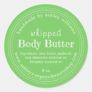 Handmade Body Butter Bio Business Green Label Runder Aufkleber